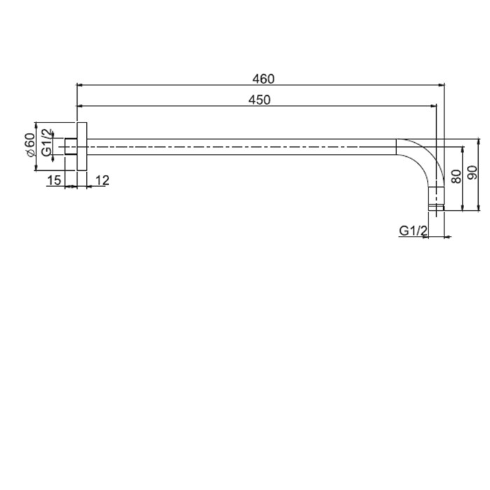 Fima Carlo Frattini держатель верхнего душа 450 мм., для монтажа на стену wellness, хром арт. f2138cr.45