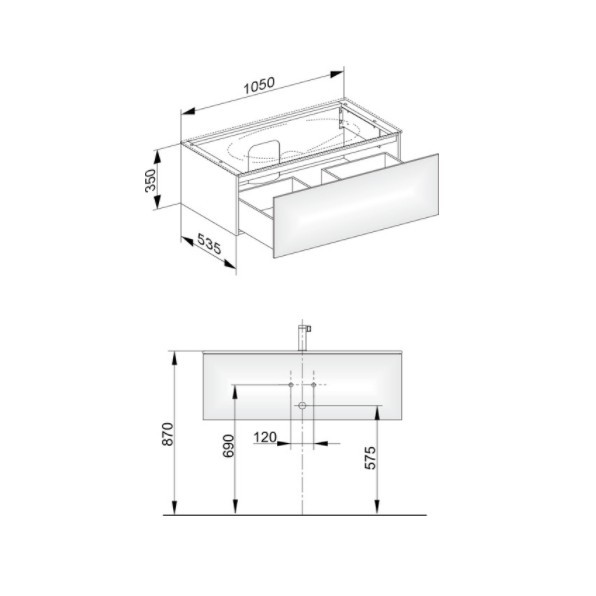 Keuco тумба подвесная под раковину с одним выдвижным фронтом, edition 11, трюфель арт. 31351 140000