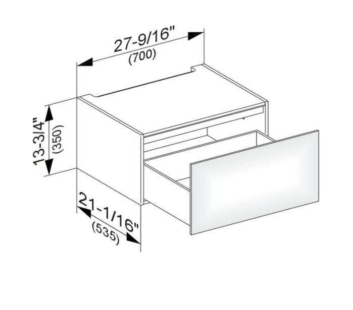 Keuco модуль нижнего шкафа для встройки снизу, с одним выдвижным ящиком, с внутренней светодиодной подсветкой, edition 11, кашемир арт. 31311 180100