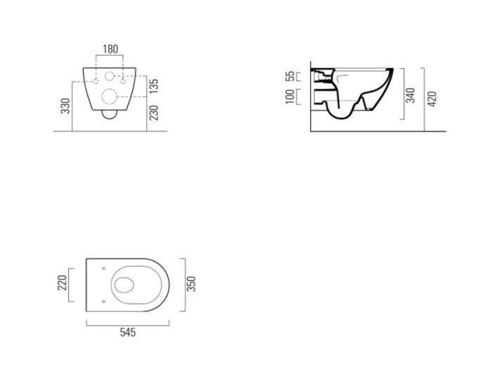 GSI Подвесной унитаз 35х54,5 см, swirlflush, безободковый, без сиденья, Pura - 881111