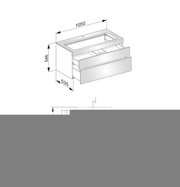 Keuco тумба подвесная под раковину с двумя выдвижными фронтами, с отверстием под смеситель, edition 400, антрацит арт. 31582 390100