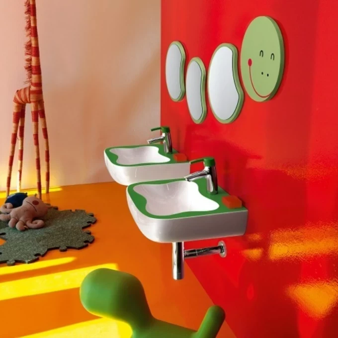 LAUFEN смеситель для раковины зеленый рычаг, без донного клапана, FLORAKIDS - 3.1165.1.014.110.1