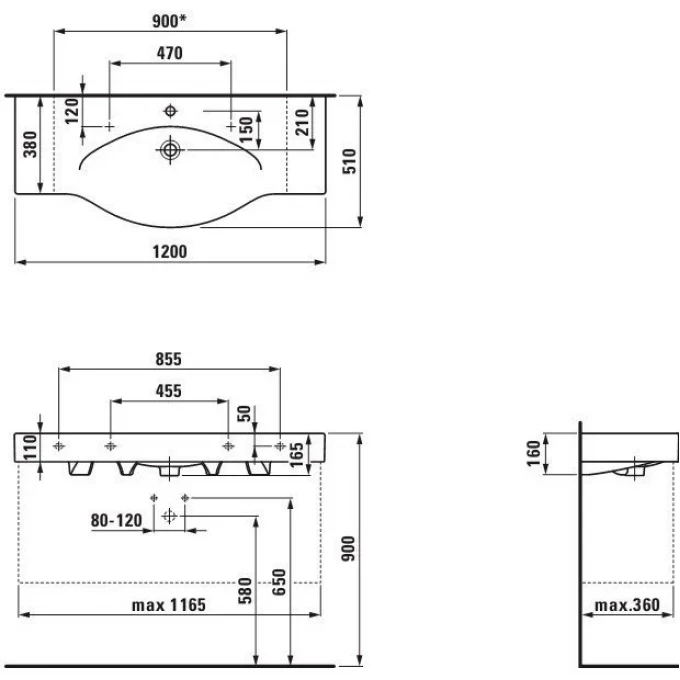 LAUFEN раковина 120x51, PALACE - 8.1170.4.000.104.R