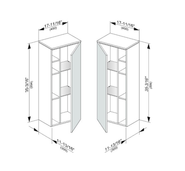 Keuco шкаф средний подвесной петли справа, edition 400, белый арт. 31725 380002