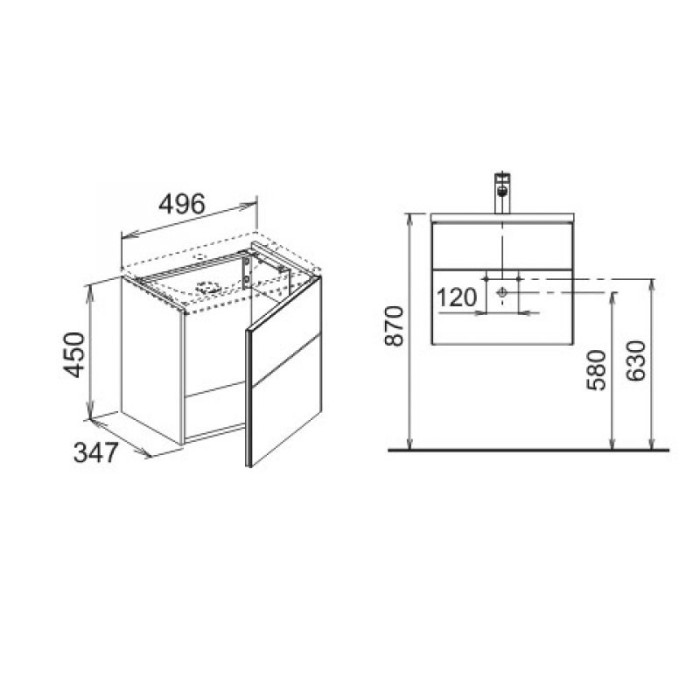 Keuco тумба под раковину 496x450x347 мм 1 дверца петли слева, royal reflex, арт. 34090 210001