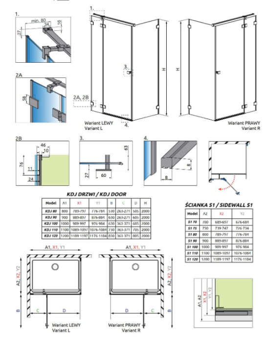Radaway душевое ограждение white kdj 105x100 см, стекло осветленное, ESSENZA - 10097110-04-01L+10098100-01-01