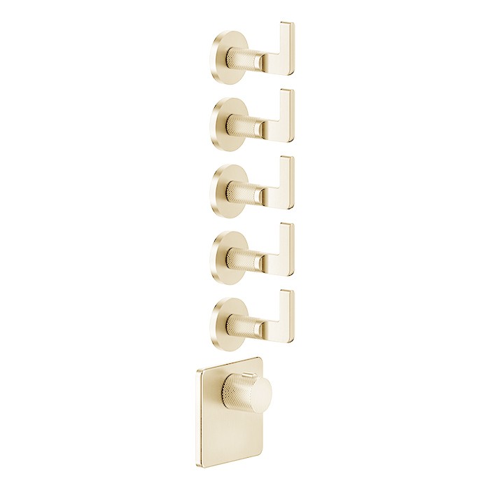 Gessi Смеситель для душа, термостатический, встраиваемый, резьба 3/4", Inciso, 58220#246 цвет: золото