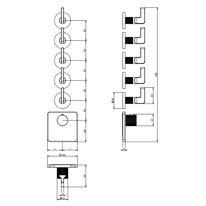 Gessi Смеситель для душа, термостатический, встраиваемый, резьба 3/4", Inciso, 58220#246 цвет: золото