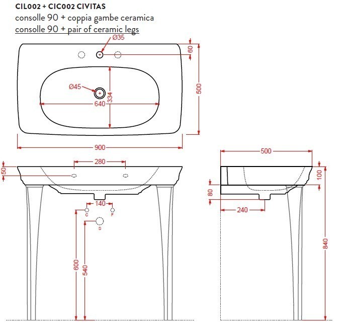 ArtCeram ноги для раковины, cic002 03 00 civitas цвет: черный глянцевый