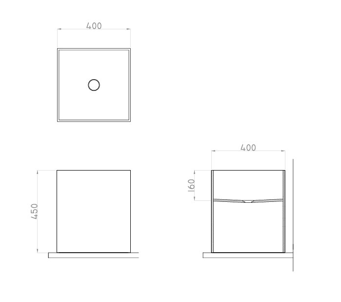Раковина подвесная 40х40хh45см с настенным креплением, без отверстий под смеситель, Moma Half-tower, HT2002.WFIX цвет: белый