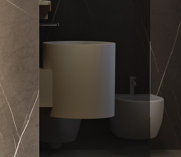 Раковина подвесная 40х40хh45см с настенным креплением, без отверстий под смеситель, Moma Half-tower, HT2002.WFIX цвет: белый