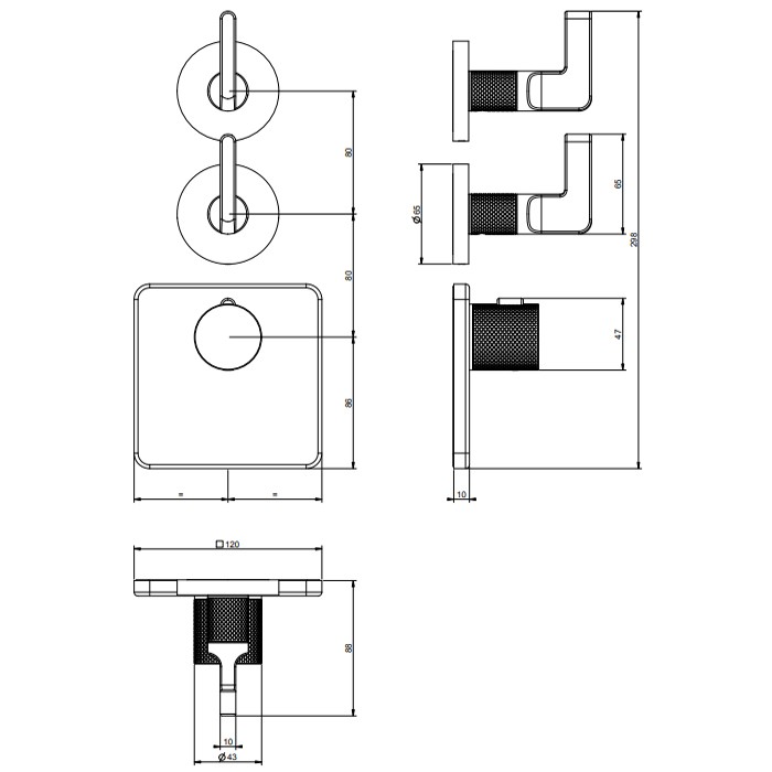 Gessi Встраиваемый термостатический смеситель на 2 источника, резьба 3/4", Inciso, 58214#246 цвет: золото