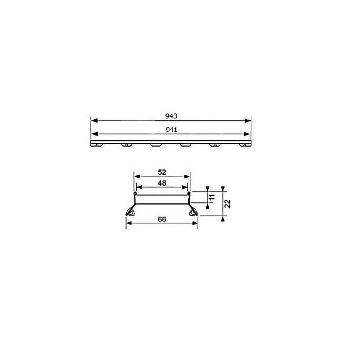 TECE лоток "plate ii", 1000 мм, основа для плитки, с полированным видимым краем, цвет: нержавеющая сталь, plate ii - 601072