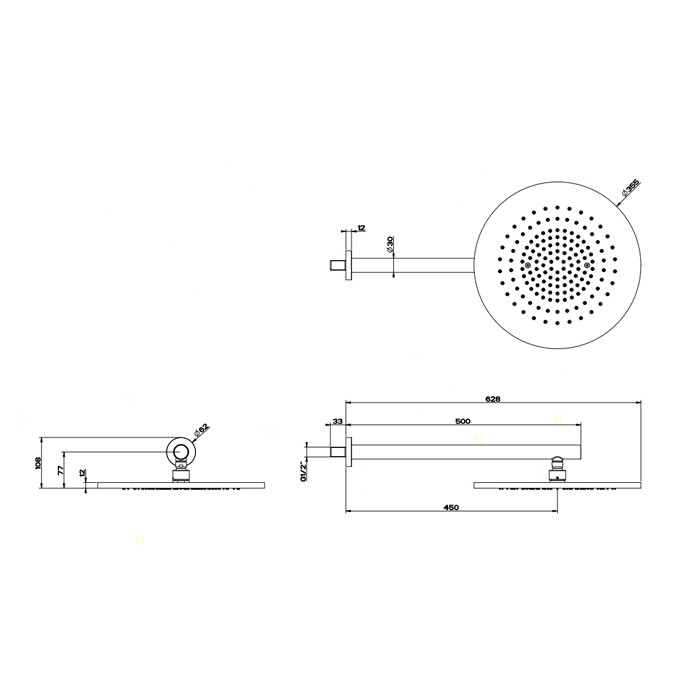 Gessi Душевая головка шарнирная для настенногокрепления на 1/2" с защитой от известкового налёта, d350, Shower316, 54148#239 цвет: шлифованная сталь