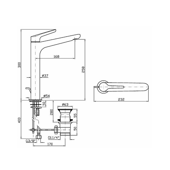 Zucchetti смеситель для раковины, на 1 отв., высокий, с донным клапаном, medameda, хром арт. zmm712