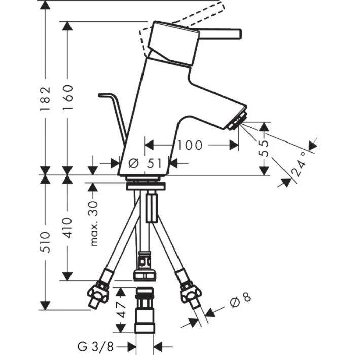 Hansgrohe смеситель для раковины с донным клапаном, Talis S, хром арт. 32032000