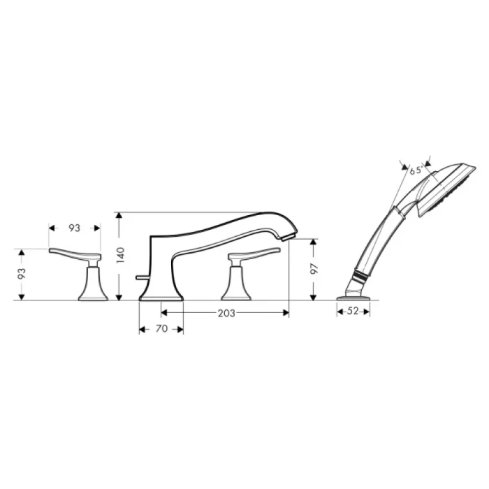 Hansgrohe смеситель на борт ванны, Metris Classic, хром арт. 31314000