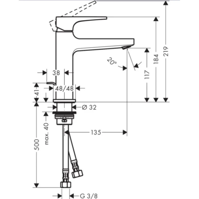 Hansgrohe смеситель для раковины с донным клапаном, Metropol, хром арт. 32506000