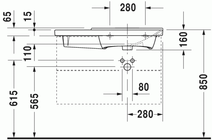 Duravit раковина подвесная 85х49см, p3 comforts, 2334850000 цвет: белый