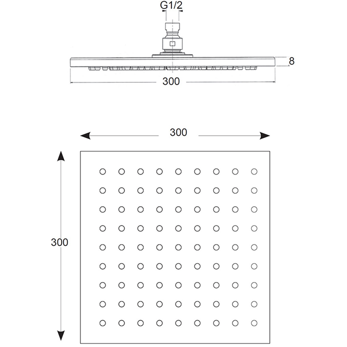 Cisal верхний душ 300х300 мм без держателя ds01634021 shower, цвет: хром