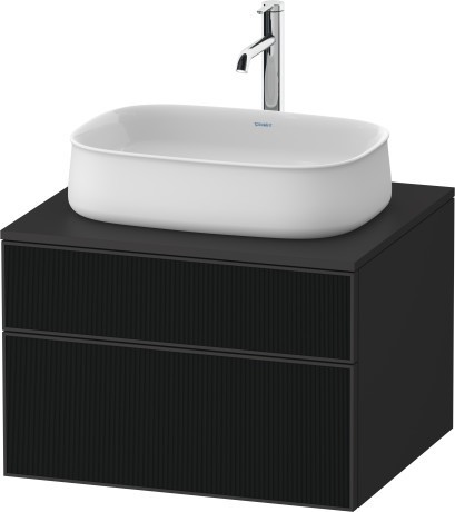 Duravit тумба подвесная с вырезом под раковину 550 мм х 650 мм х 442 мм, zencha, ze4820063800000 цвет: чёрное стекло/графит суперматовый