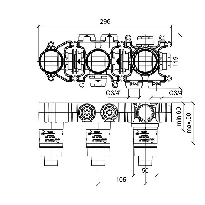 Almar внутренняя часть для смесителя, water control modular, e176904