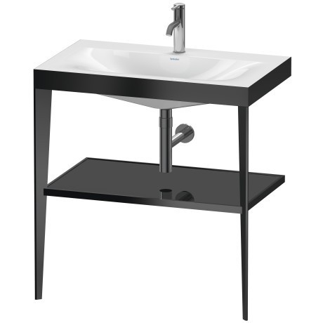 Duravit напольная консоль xviu/c-bonded с умывальником viu, 800 мм х 850 мм, xviu, xv4715ob240 цвет: черный матовый/черный глянцевый лак