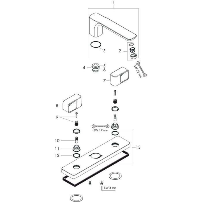 AXOR смеситель на край ванны, Urquiola, бронза арт. 11436140
