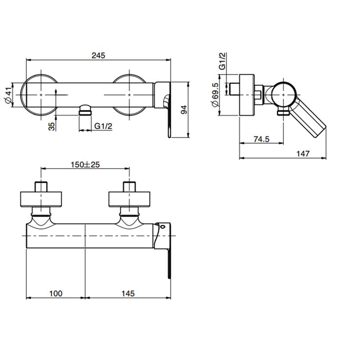 Fima Carlo Frattini смеситель для душа, настенный, без душевого комплекта, mast, хром арт. f3135/1cr.ws