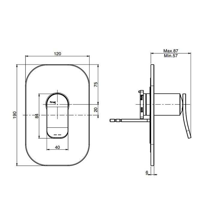 Fima Carlo Frattini смеситель для душа, встраиваемый, без внутр. части, flo, хром арт. f3809x1cr