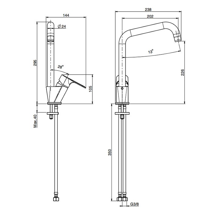 Fima Carlo Frattini смеситель для кухни, на 1 отв., kitchen, хром арт. f3847/1cr