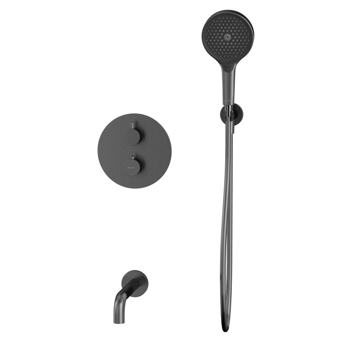 Термостатическая душевая система скрытого монтажа, Whitecross Y gunmetal, оружейная сталь арт. YSET10TOPGM