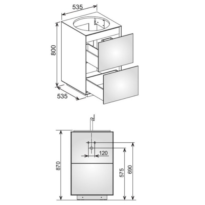 Keuco тумба под умывальник, напольная 535x800x535 мм фасад венецианский дуб, edition lignatur, арт. 33374 750023