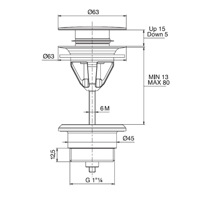Fima Carlo Frattini донный клапан click-clack из латуни с винтом sottolavabo, хром арт. f2677cr