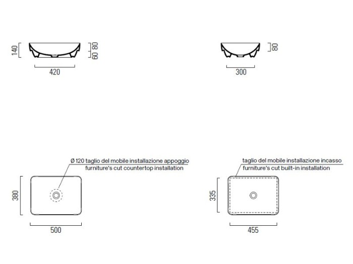 GSI Раковина накладная 50х38х14 см, creta matte, санфаянс, Color-elements - 884708