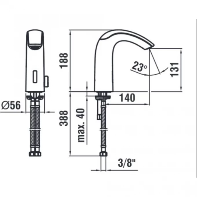 LAUFEN смеситель для раковины с ик-датчиком, CURVETRONIC - 3.1470.2.404.322.1