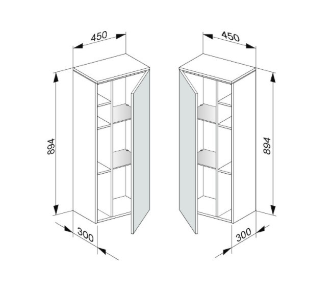 Keuco шкаф средний подвесной петли слева, edition 400, белый арт. 31725 380001