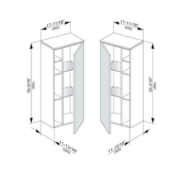Keuco шкаф средний подвесной петли слева, edition 400, белый арт. 31725 380001