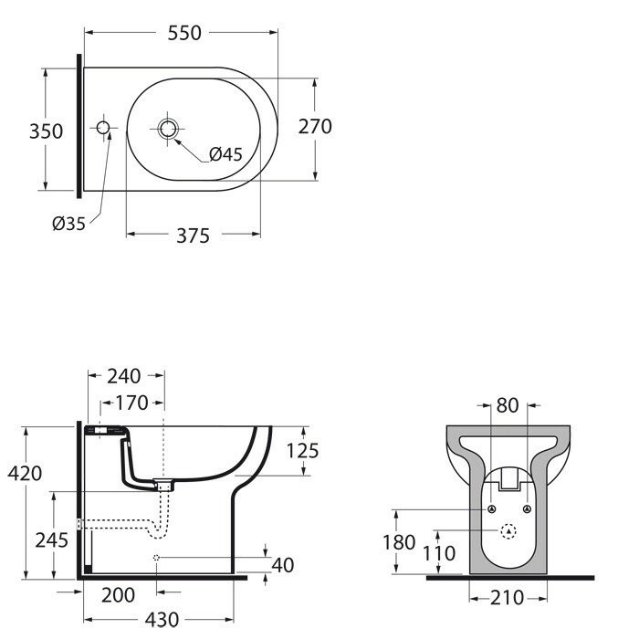 Azzurra Биде 35x55 NUVOLA, NUBIT000000MBI/(NUV500 bi)*1 цвет: белый
