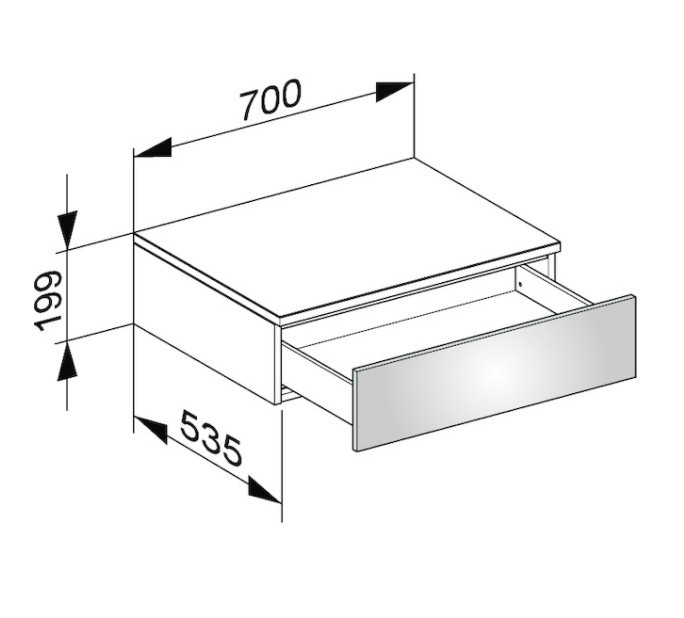 Keuco тумба боковая подвесная с одним выдвижным фронтом, edition 400, белый арт. 31740 380000