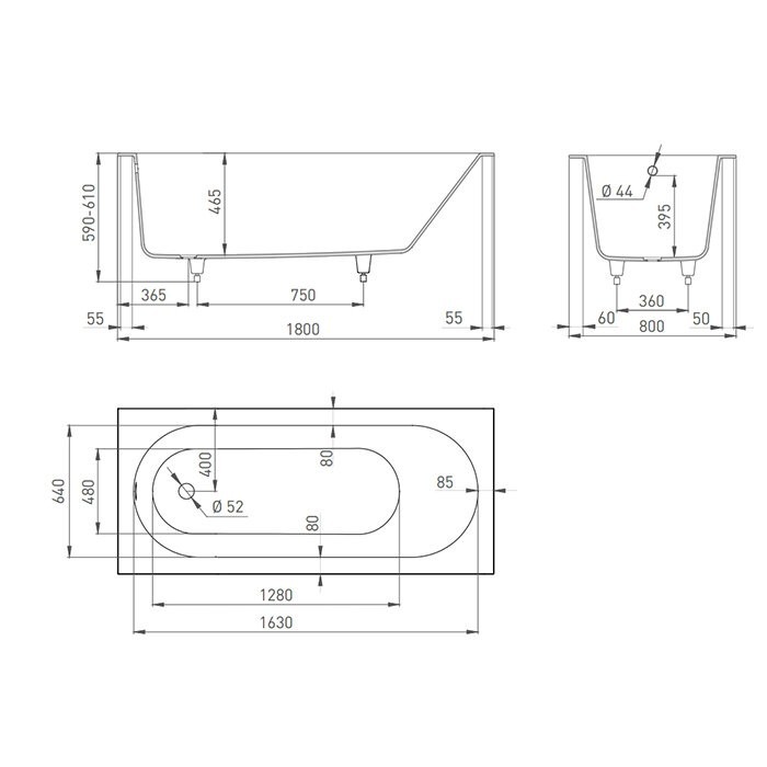 Salini ванна встраиваемая 179,5x79,5, ornella, 102322m цвет: матовый белый