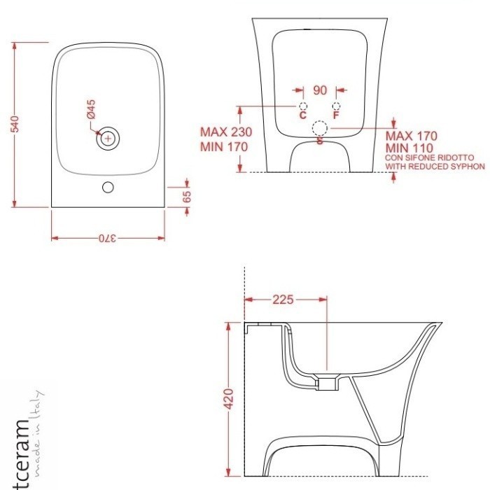 ArtCeram биде (напольное), cwb002 05 00 cow цвет: белый матовый