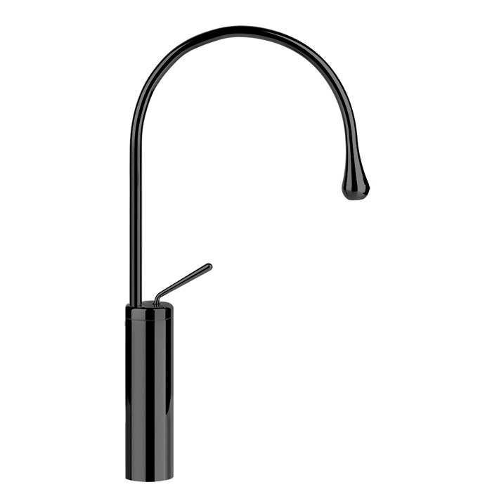 Gessi Смеситель для раковины на 1 отверстие, высокий, излив 244мм R=125, Goccia, 33609#299 цвет: черный