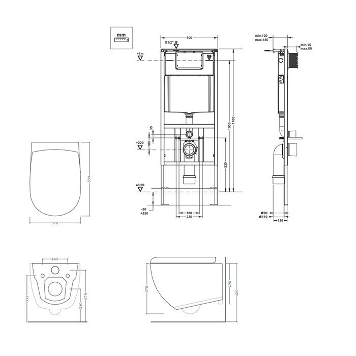 ArtCeram система инсталляции в комплекте с подвесным унитазом, 700.101.02 file 2.0 цвет: белый