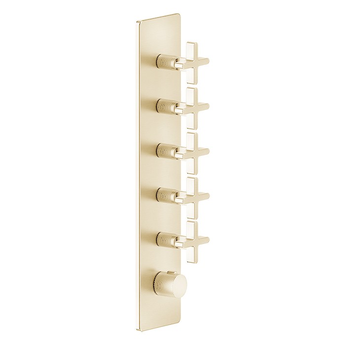 Gessi Смеситель для душа, термостатический, встраиваемый, резьба 3/4", Inciso, 58230#246 цвет: золото