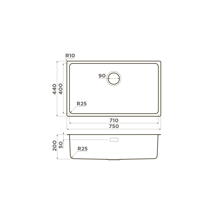 Omoikiri кухонная мойка Tadzava 75-U/I, нержавеющая сталь арт. 4993501