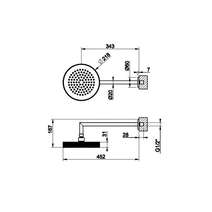 Gessi Душевая головка для настенного крепления, поворотная с шарниром, Anello, 63448#031 цвет: хром