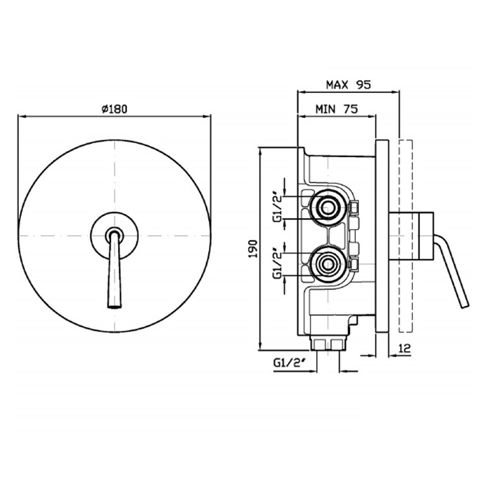 Zucchetti однорычажный встроенный смеситель для душа, isyfresh, хром арт. zp2090 r97800