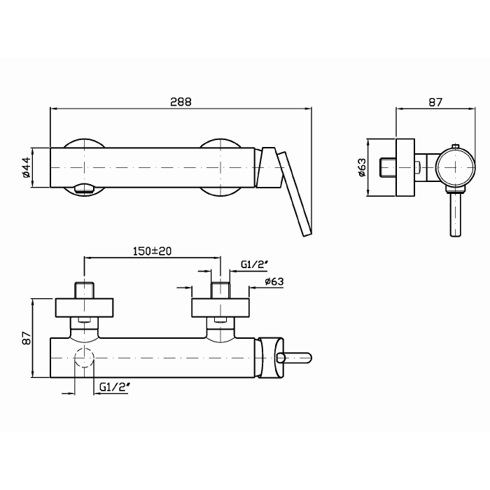 Zucchetti смеситель для душа, настенный, closer, черный матовый арт. zcl076.n6