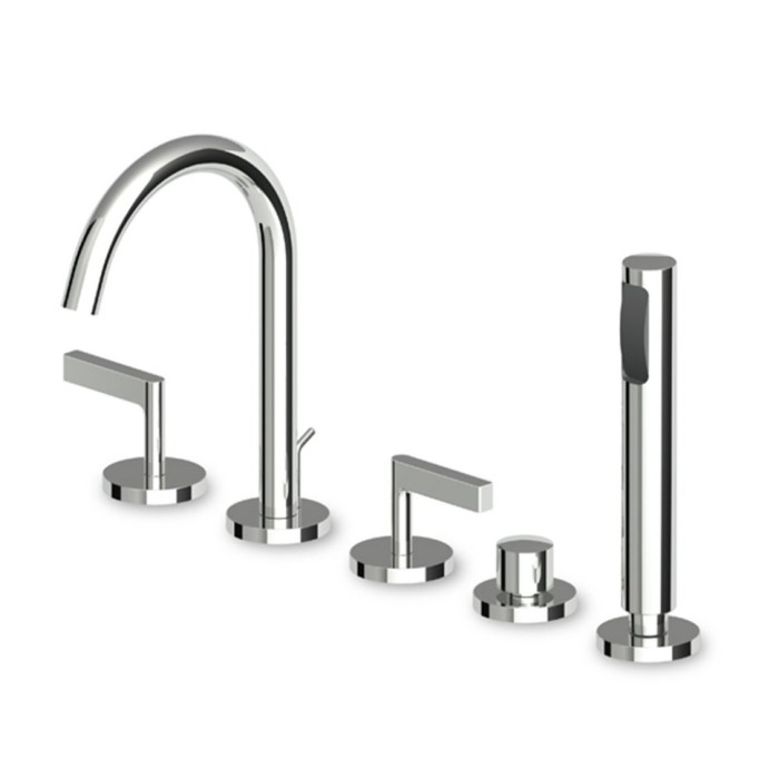 Zucchetti смеситель для ванны, на 5 отв. выдвижной душ, 1500 мм гибкий шланг, simply beautiful, хром арт. zsb5474